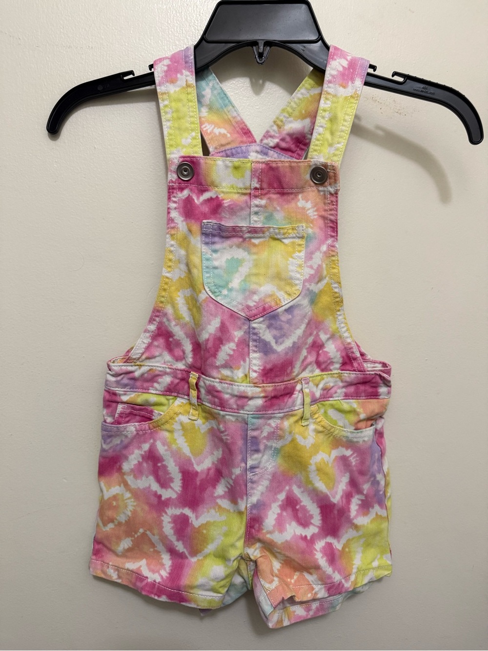 Place Tie-Dye Short Overalls - Pink, Yellow, Purple, Blue